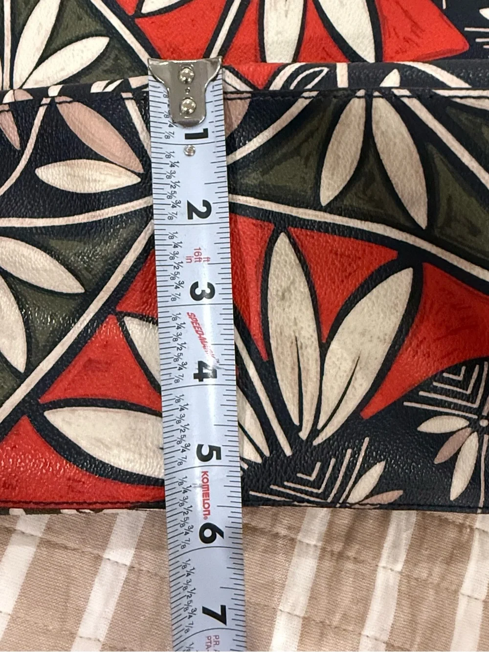 Tory Burch Floral Geometric Canvas Tote Bag in Navy and Red